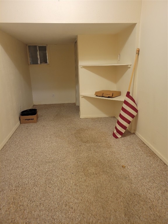 basement with light carpet