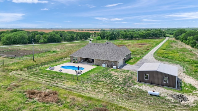 aerial view featuring a rural view