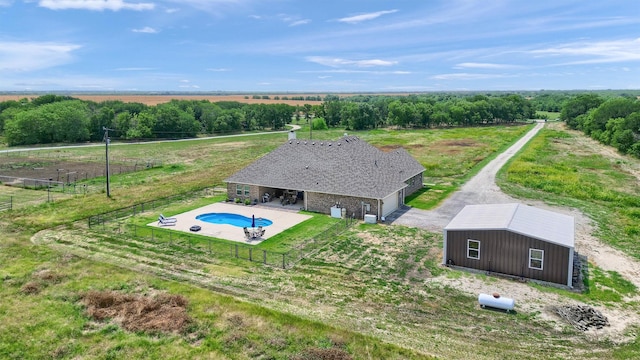 drone / aerial view with a rural view