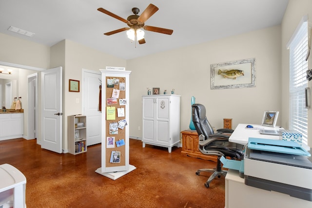 office featuring ceiling fan