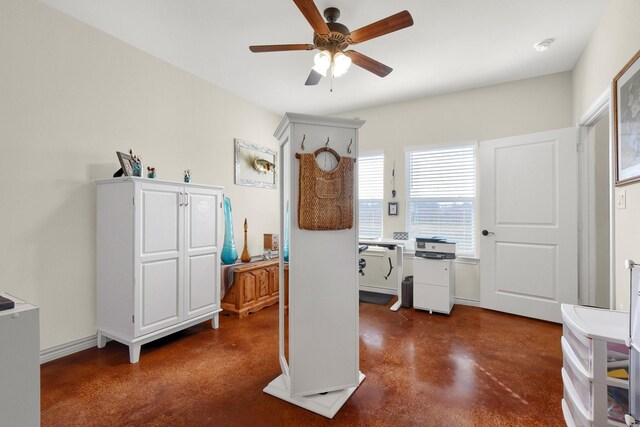 home office with ceiling fan