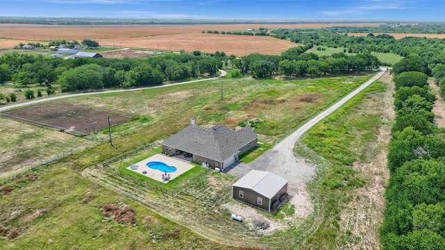 aerial view with a rural view