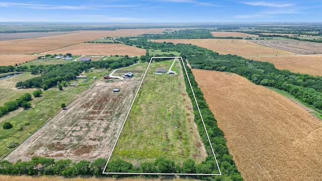 aerial view with a rural view