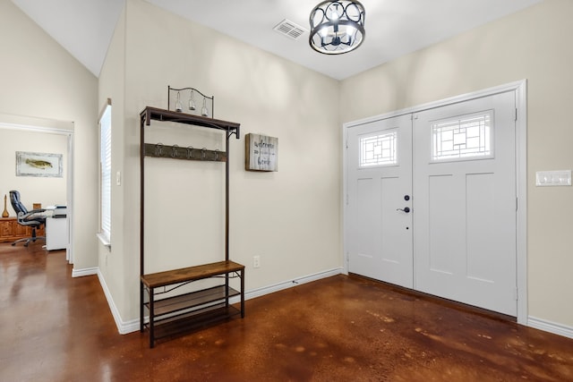 entrance foyer with lofted ceiling