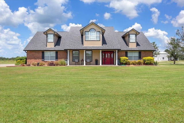 cape cod-style house with a front yard