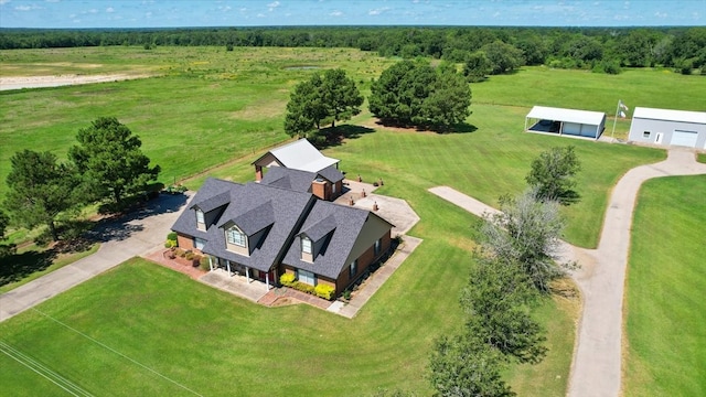 aerial view with a rural view