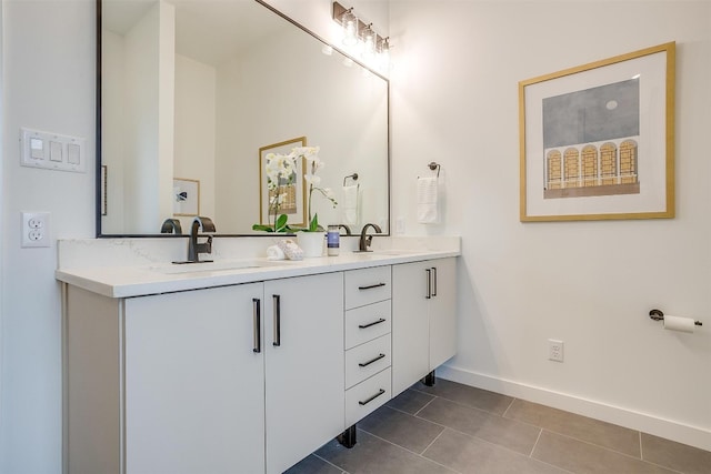 bathroom featuring vanity and tile patterned flooring