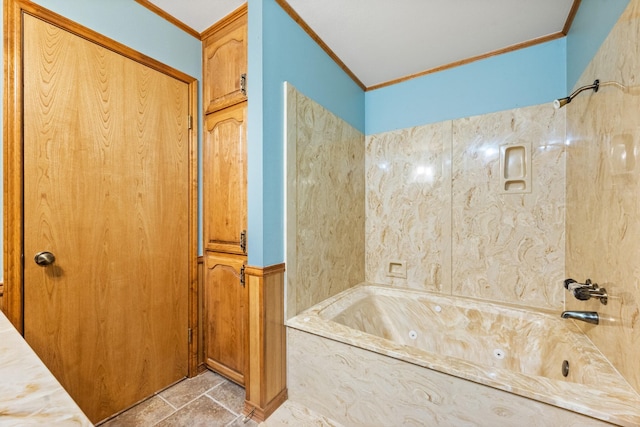 full bathroom with ornamental molding