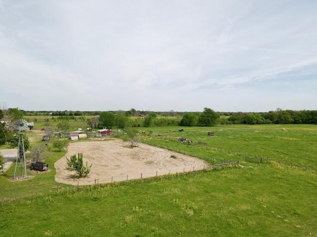 view of community featuring dirt driveway and a rural view