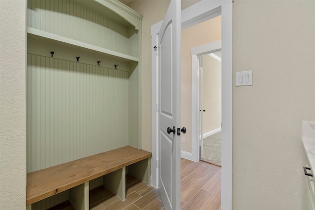 mudroom featuring light hardwood / wood-style floors