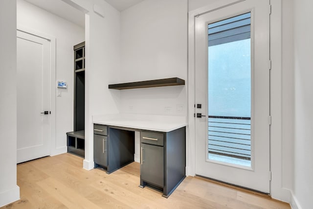 doorway to outside featuring light wood-type flooring