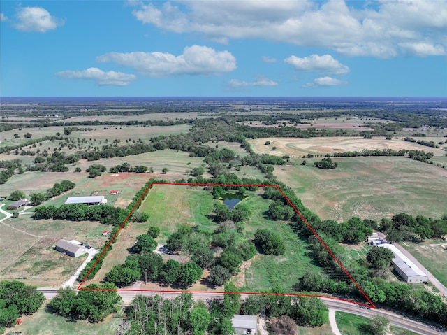 drone / aerial view with a rural view