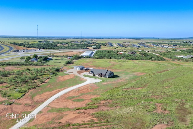 drone / aerial view with a rural view