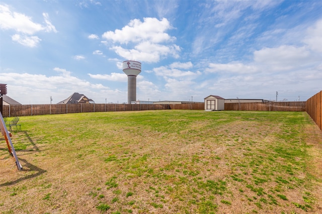 view of yard with a storage unit