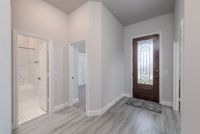 entrance foyer with light hardwood / wood-style flooring