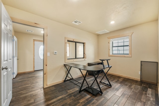 office area featuring dark hardwood / wood-style flooring