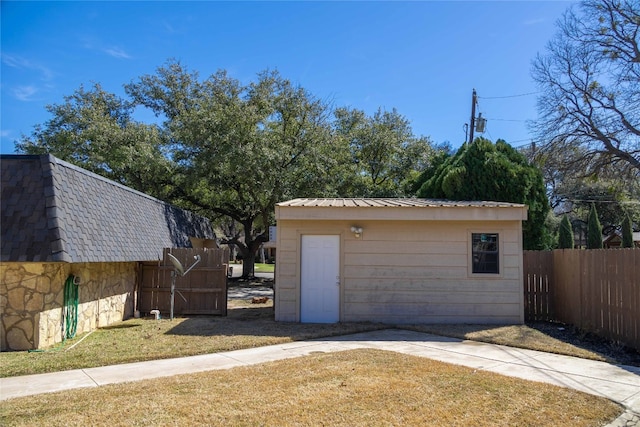 garage with a yard