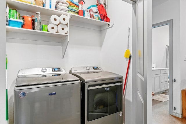 laundry room featuring washer and dryer