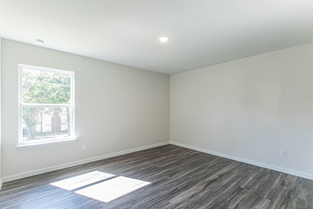 spare room featuring a healthy amount of sunlight and dark wood-type flooring