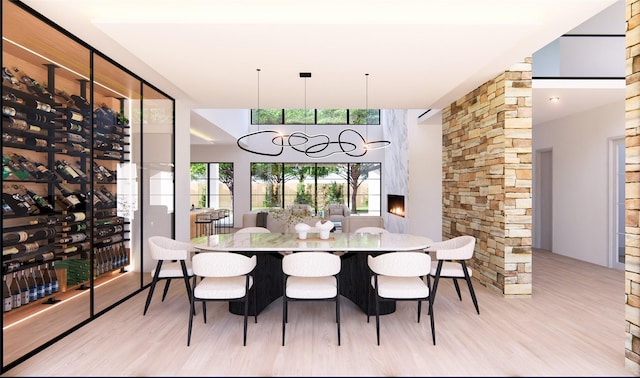 dining area featuring light wood-type flooring