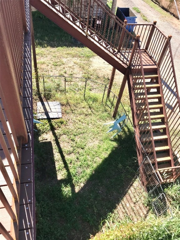 view of yard featuring a wooden deck