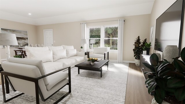 living room featuring light hardwood / wood-style floors