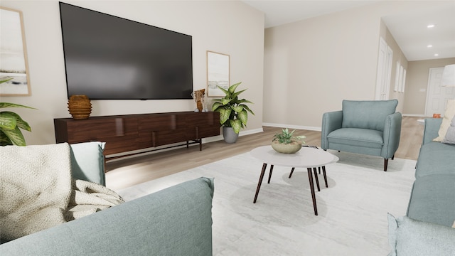 living room with light wood-type flooring