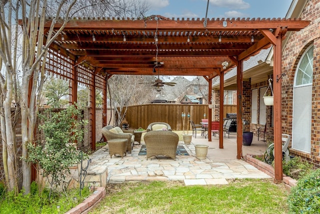 view of patio / terrace featuring a pergola