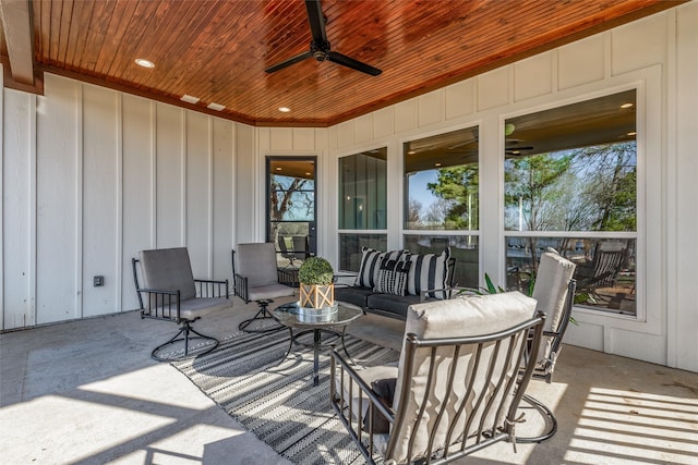 view of patio / terrace with outdoor lounge area and ceiling fan