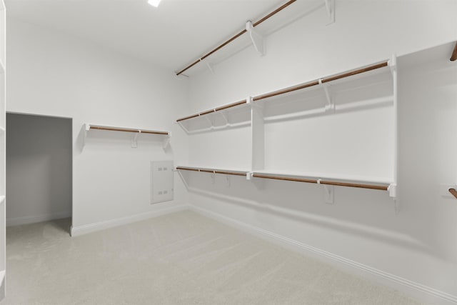 spacious closet with light colored carpet