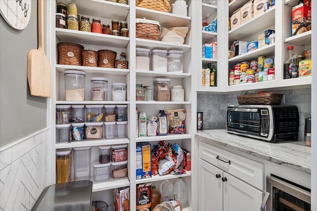 pantry with beverage cooler