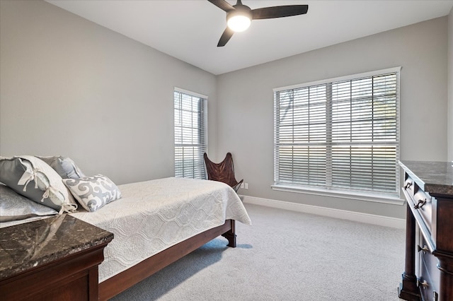 bedroom with carpet and ceiling fan