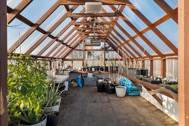 exterior space featuring high vaulted ceiling