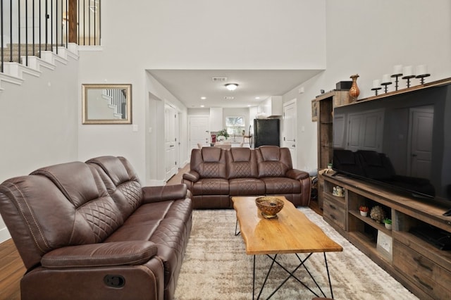 living room with hardwood / wood-style flooring