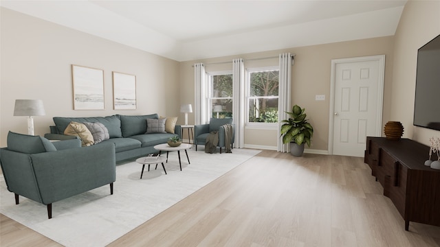 living room featuring light wood-type flooring