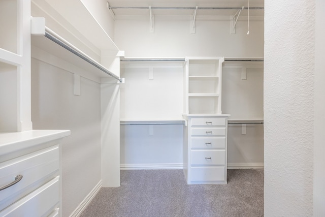 spacious closet with dark carpet