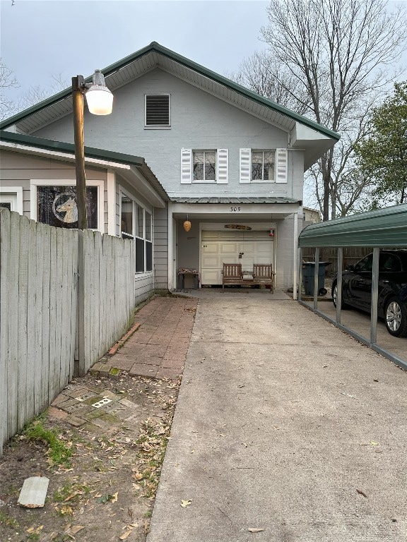 exterior space featuring a garage