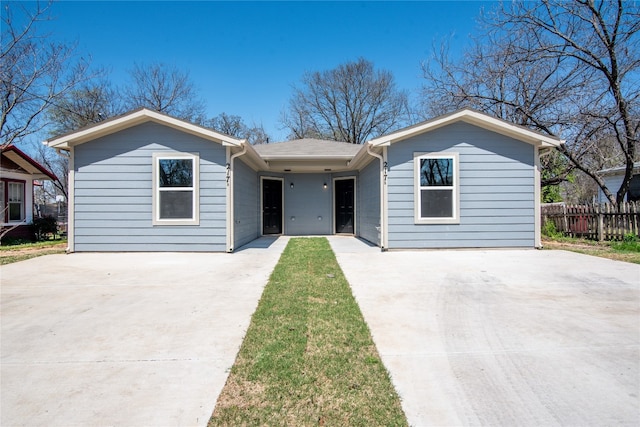 view of single story home