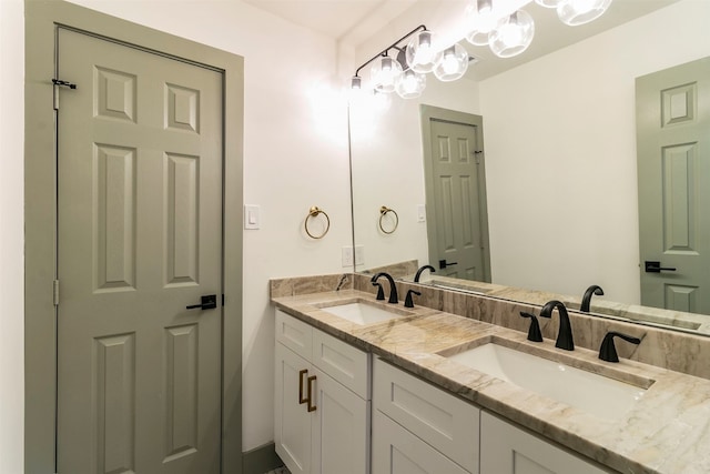 bathroom with dual bowl vanity