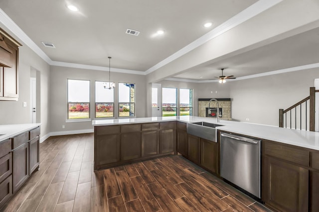 kitchen with black electric cooktop, decorative backsplash, dark brown cabinets, custom exhaust hood, and ornamental molding