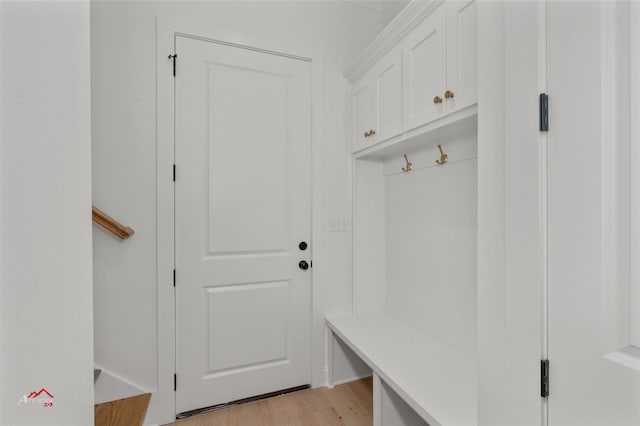 mudroom featuring light hardwood / wood-style floors