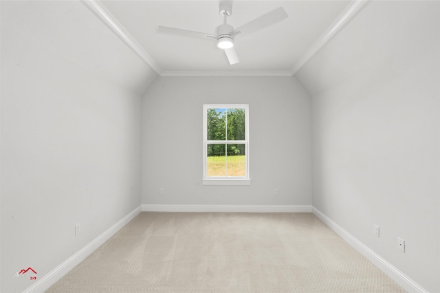 additional living space featuring carpet, ceiling fan, and vaulted ceiling