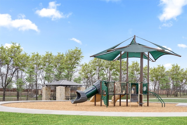 view of jungle gym featuring a gazebo