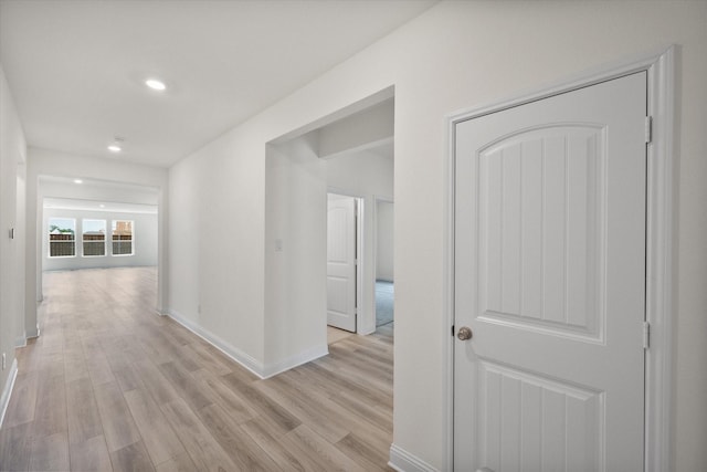 hall featuring light wood-type flooring