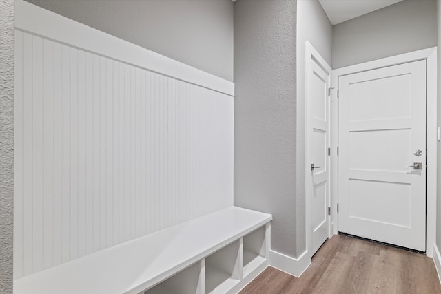 mudroom with light wood-type flooring