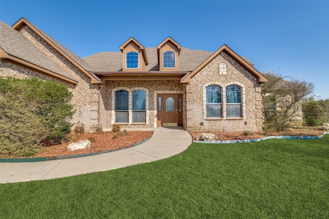 view of front of property featuring a front lawn