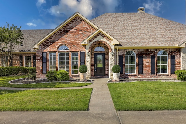 view of front of house featuring a front lawn