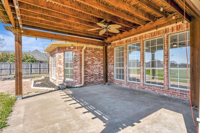 view of patio / terrace featuring ceiling fan