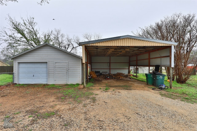 garage with a carport