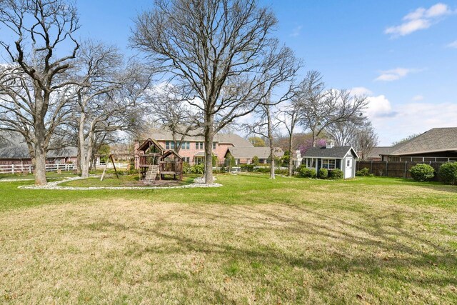 view of yard featuring a playground